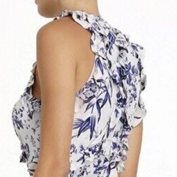 New$450 Zimmermann Sleeveless Silk Blend Frilled Top in Blue Bird 0 / US 2P (XS) - Picture 4 of 12
